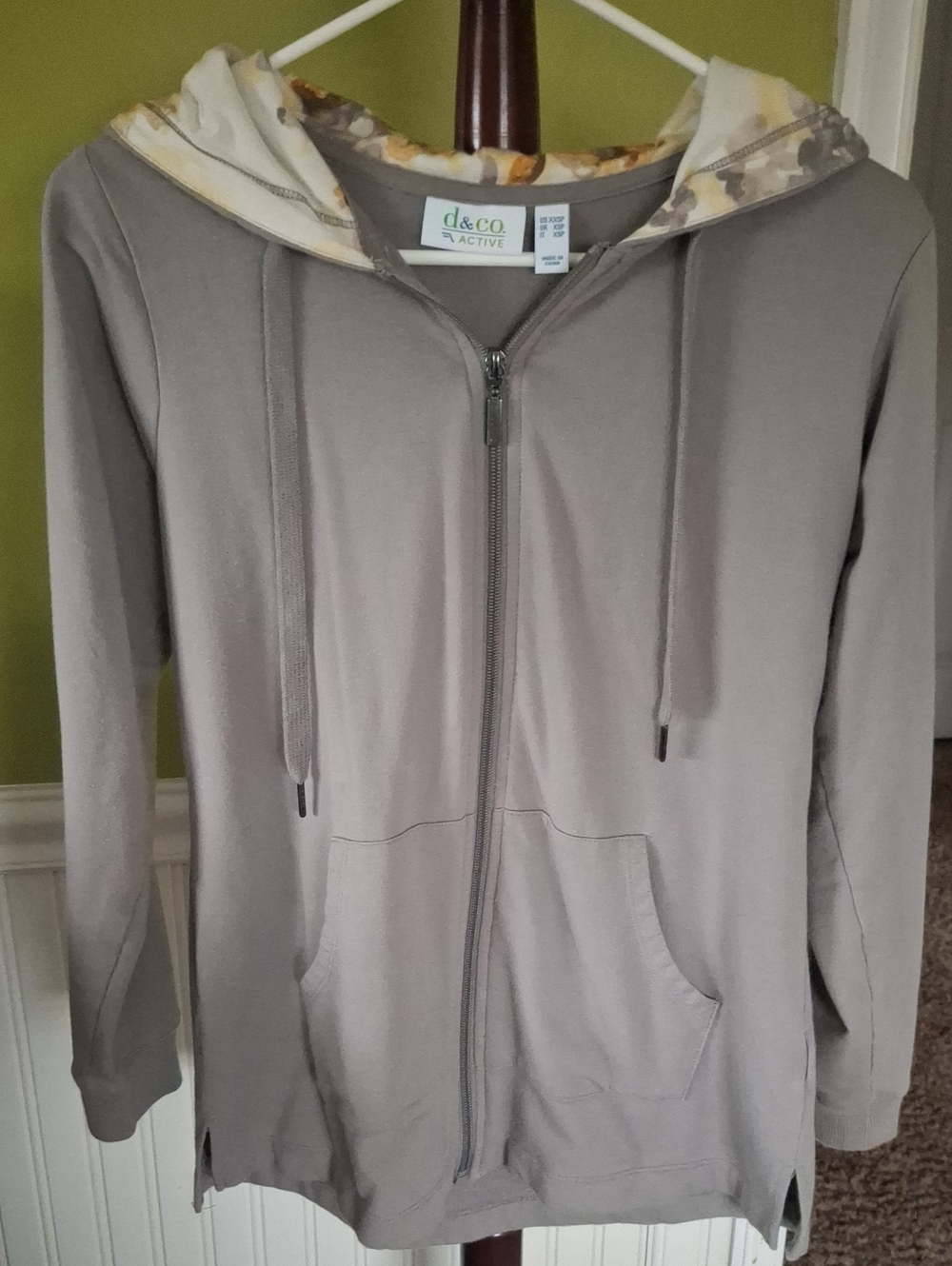 Active USA Sage Zip-Up Hoodie with Patterned Hood Lining
